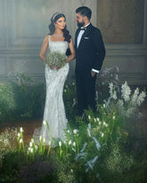 Trendy Floor Length Square Spaghetti Straps Sleeveless Mermaid Lace Wedding Dress